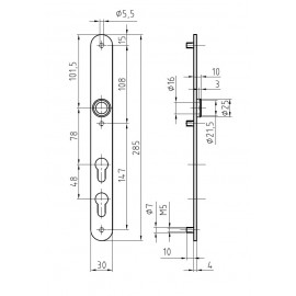 Entrée longue extérieure 1190/SII pour serrures SI MSL